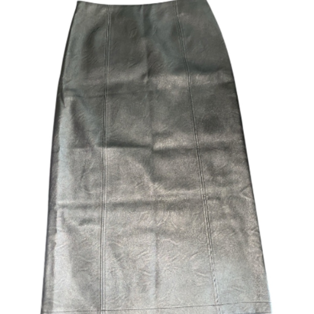 Topshop metallic faux leather maxi skirt in gunmetal - Picture 3 of 4